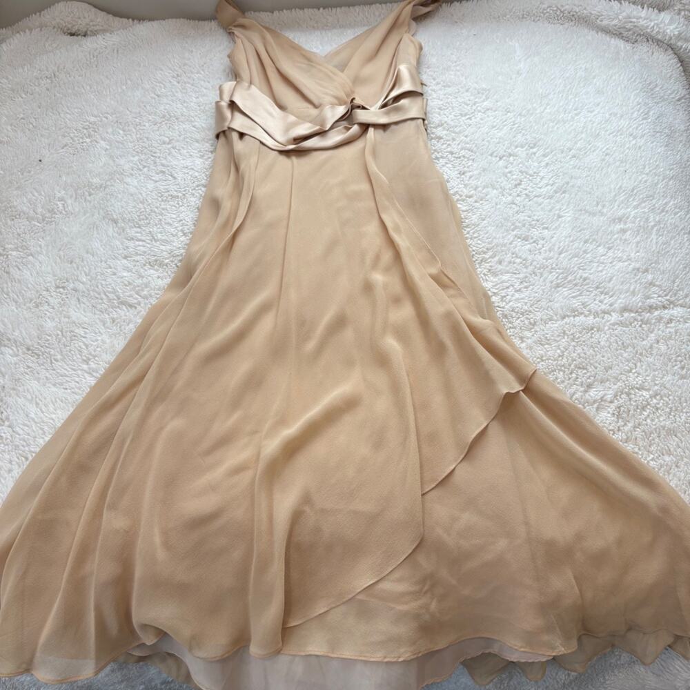 VTG Y2K Womens Silk VNeck Midi Dress Minimal Slip 10 Classic Elegant Night Out